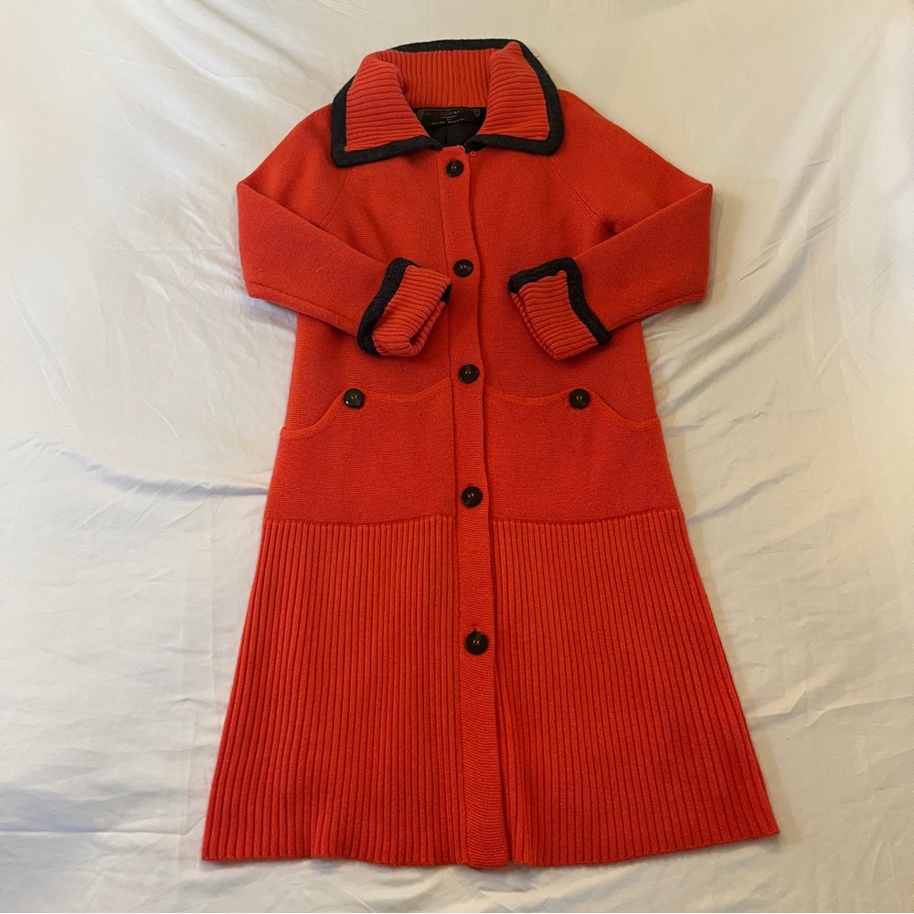 Free People New Romantics Molly Long Red Orange Knit Coat - Picture 2 of 8